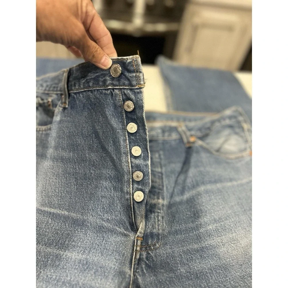 Dead Stock Levis 501xx Blue Denim Jeans Button Fly 38X34 USA Vintage